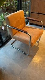 Lederen stoel met buizenframe, Ophalen, Gebruikt, 75 tot 100 cm, Metaal