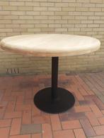 Massief eikenblad 6.5 cm eiken  tafel tafels rond stalenpoot, Huis en Inrichting, 100 tot 150 cm, 100 tot 150 cm, Rond, Gebruikt