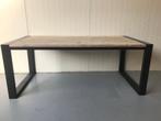 Eettafel met robuust stalen frame, steigerhout (TIP!), Overige materialen, Industrieel, staal,  steigerhout, eiken, Tafelblad