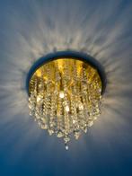 2x Kristallen Hanglamp Goud., Ophalen, Zo goed als nieuw, Glas