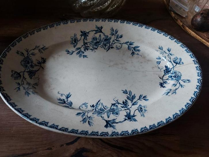 Zeer mooie antiek Frans Brocante gerestaureerde schaal Gien, Antiek en Kunst, Antiek | Schalen, Ophalen of Verzenden