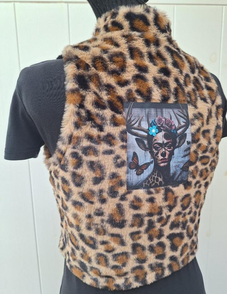 Frida Kahlo, hert, bolero bodywarmer panterprint luipaard pr, Kleding | Dames, Bodywarmers, Nieuw, Maat 38/40 (M), Overige kleuren