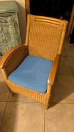 Rotan Stoel met Blauw Kussen, Ophalen, Blauw, Eén