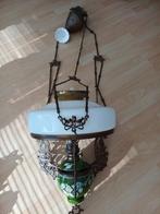 Oude Olielamp met Majolica Pot, Antiek en Kunst, Antiek | Lampen, Ophalen of Verzenden