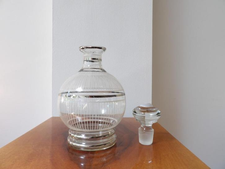 Art Deco Likeurkaraf Doyen, zilver/wit, Antiek en Kunst, Antiek | Glas en Kristal, Ophalen of Verzenden