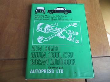 Autopress workshop manual Alfa Romeo 1600, 1750 1962-1971 beschikbaar voor biedingen