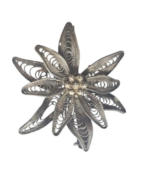 Broche - zilver - 3e gehalte - gemerkt - 1950s, Antiek en Kunst, Antiek | Goud en Zilver, Zilver, Ophalen of Verzenden