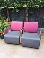 Twee buitenstoelen met Poef & Dienblad, Tuin en Terras, Tuinstoelen, Ophalen, Gebruikt, Rvs