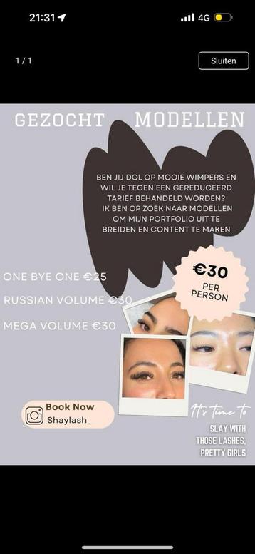 Lashes €35,00! One by one or volume! Book now. beschikbaar voor biedingen