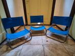 Eurotrail camping/strand klapstoel laag 3 x blauw, Ophalen, Zo goed als nieuw, Campingstoel