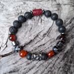 Nieuwe 10mm Herenarmband van Lavasteen, Tijgeroog & Agaat., Overige materialen, Met edelsteen, Zwart, Nieuw