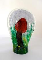 Glazen object met paddestoel bruin groen Bohemen 3434-g, Antiek en Kunst, Antiek | Glas en Kristal, Ophalen of Verzenden