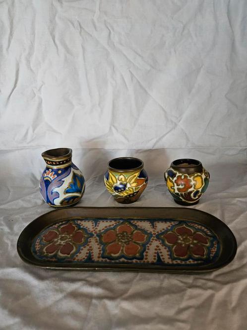 Plateel Gouda Set - 4 Stuks, Antiek en Kunst, Antiek | Keramiek en Aardewerk, Ophalen of Verzenden