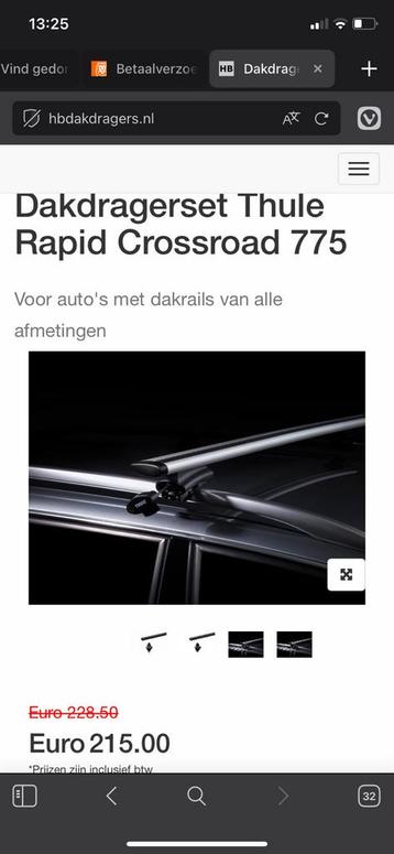 Thule Rapid Crossroad 775 universele Dakdragers beschikbaar voor biedingen