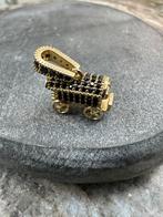 Gouden Woonwagen Bedel met Onyx, Overige merken, Ophalen of Verzenden, Zo goed als nieuw, 1 bedel