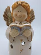 Beeldje Engel met boek voor waxinelichtje - hoogte 24 cm, Huis en Inrichting, Woonaccessoires | Kandelaars en Kaarsen, Overige materialen
