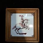 Oude Tegel met Ruiter in Houten Lijst, Ophalen of Verzenden