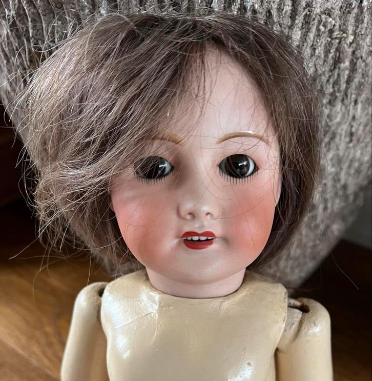 Antieke Bisque Pop - Zeldzaam Exemplaar, Verzamelen, Poppen, Gebruikt, Pop, Ophalen of Verzenden