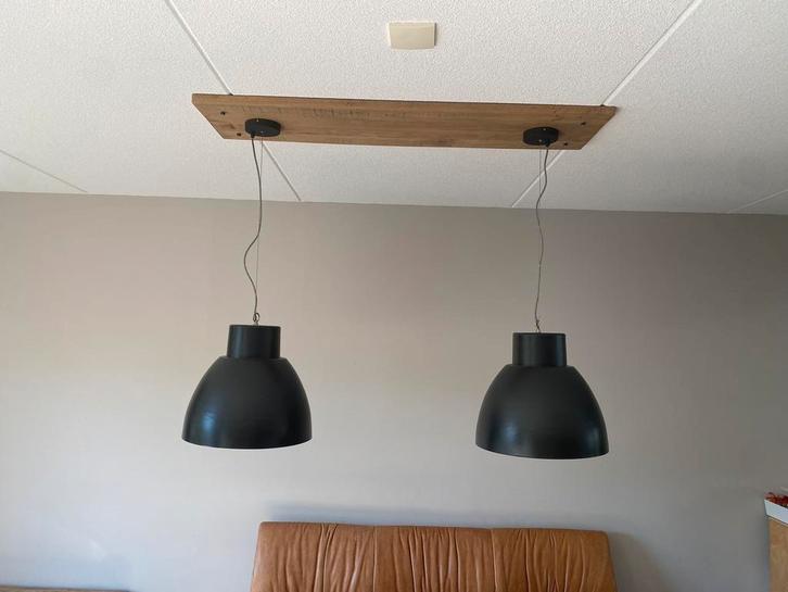 Industriele zwarte hanglampen, Huis en Inrichting, Lampen | Hanglampen, Zo goed als nieuw, Minder dan 50 cm, Kunststof, Ophalen