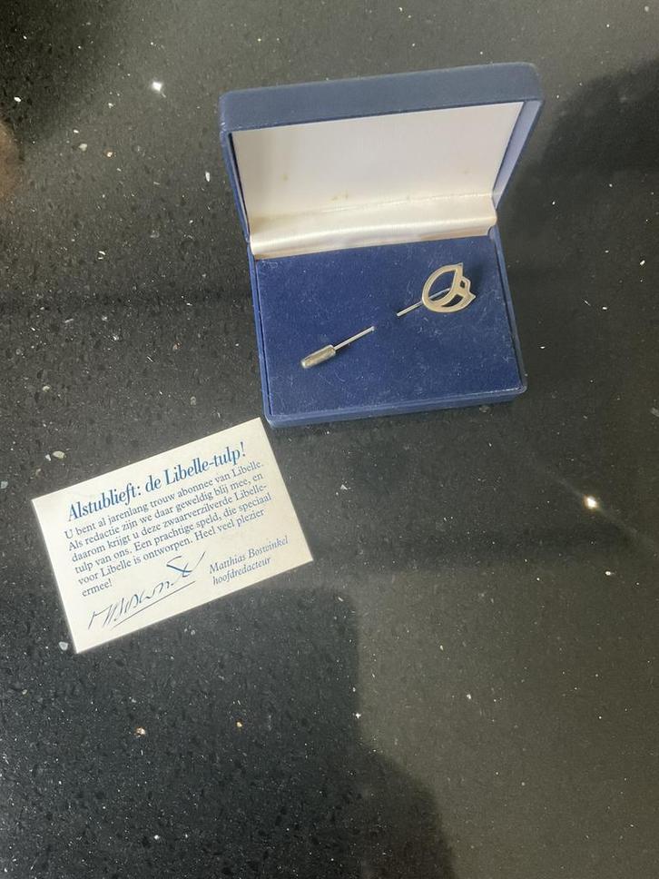 Zwaar verzilverde Libelle-tulp speld, Sieraden, Tassen en Uiterlijk, Broches, Zo goed als nieuw, Zilver, Zilver, Ophalen of Verzenden