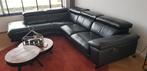 Donkerblauwe leren hoekbank Montel - 2.80x2.30m, Huis en Inrichting, Banken | Bankstellen, Ophalen