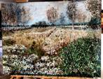 Groot modern schilderij Drents Landschap 90 x 120 cm, Antiek en Kunst, Ophalen of Verzenden