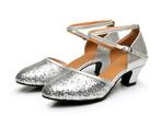 Zilveren dames glitter dansschoenen dans hakken salsa tango, Ophalen of Verzenden, Nieuw, Overige kleuren, Dansschoenen