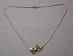 Zilveren ketting met vaste hanger bicolor nr.1237, Met hanger, Verzenden, Zo goed als nieuw, Zilver