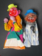 Paar vintage bokshandpoppen Aziatische man en clown, Ophalen of Verzenden