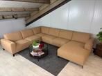GRATIS LEVERING U-bank Lichtbruin 350x265x160 SHOWROOMMODEL, Hoekbank, Ophalen of Verzenden, Stof, Vierpersoons of meer