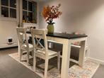 Eettafel met 4 Stoelen en Bankje, Ophalen, Gebruikt, 50 tot 100 cm, 150 tot 200 cm