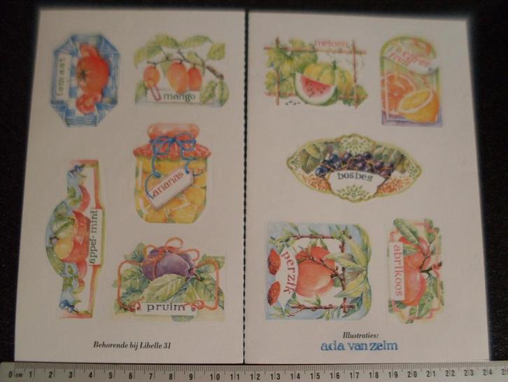 10x sticker fruit libelle Ada van Zelm, Verzamelen, Stickers, Zo goed als nieuw, Dier en Natuur, Ophalen of Verzenden