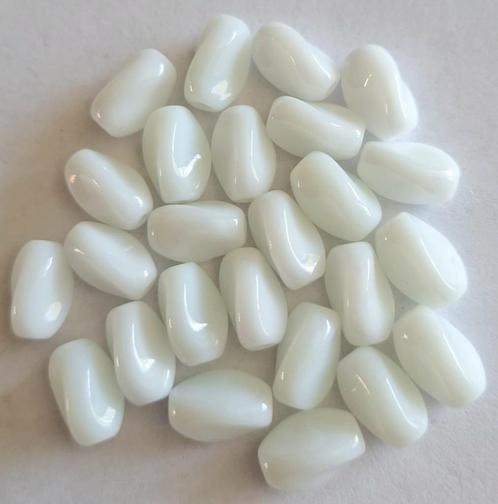 Witte ovalen glas kralen met twist 8x12 mm, Hobby en Vrije tijd, Kralen en Sieraden maken, Nieuw, Kraal, Verzenden
