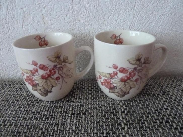 Jet - Red Currant - 2 Mokjes en 1 diner Bord, Huis en Inrichting, Keuken | Servies, Zo goed als nieuw, Bord(en), Overige stijlen