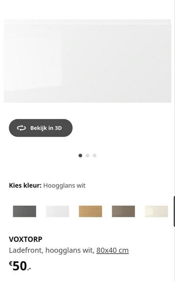 Voxtorp hoogglans wit ladefront 80brx40h - afbeelding 1