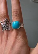 Zilveren Vintage ring Blauwe Steen, Ophalen of Verzenden