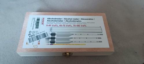 Alcoholmeter set in houten doos - voor alcoholpercentage met, Hobby en Vrije tijd, Overige Hobby en Vrije tijd, Nieuw, Ophalen of Verzenden