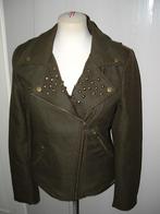 Jacket met rivets collar 8mm needle distance jas kaki maat S, Ophalen of Verzenden, Zo goed als nieuw, Jasje, Maat 36 (S)