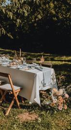 Lichtblauwe linnen servetten en tafellopers, Ophalen of Verzenden, Zo goed als nieuw, Rechthoek