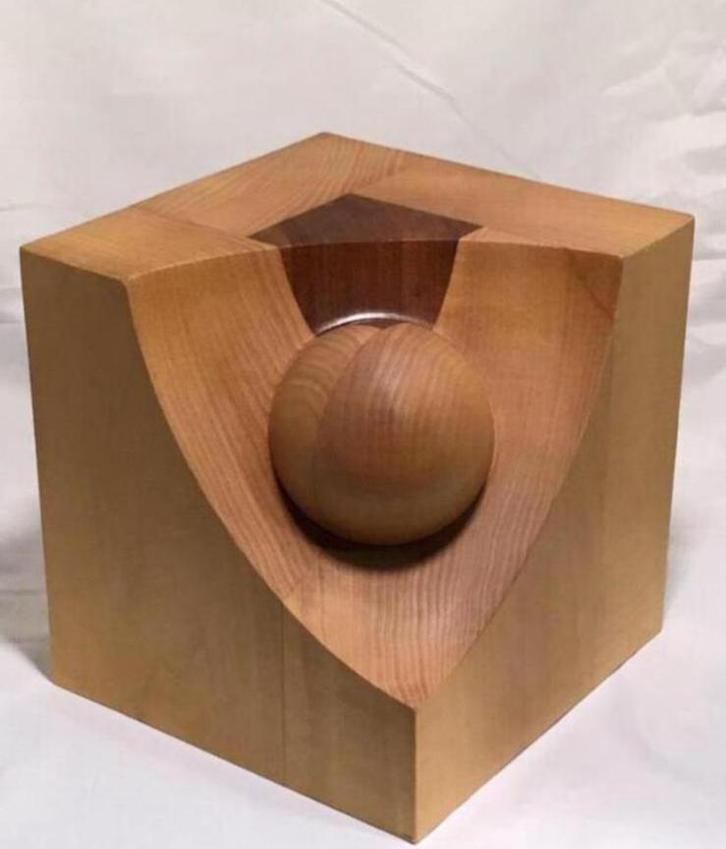 Houten kunstobject (kubus) Hans Magendans HM-WoodArt, Antiek en Kunst, Kunst | Designobjecten, Ophalen of Verzenden