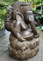 Schitterend Gekleurd Ganesha Tuinbeeld Van Lavasteen 90cm, Tuin en Terras, Tuinbeelden, Nieuw, Steen, Boeddhabeeld, Verzenden