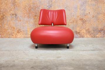 Als NIEUW! rode leren Leolux Pallone design fauteuil beschikbaar voor biedingen