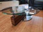 Ronde verstelbare glazen salontafel, Ophalen, Gebruikt, 50 tot 100 cm, Rond