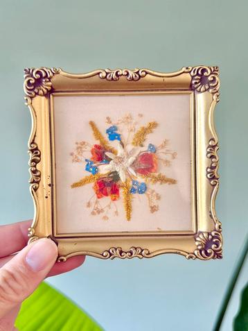 Vintage houden mini lijstje wanddecoratie droogbloemen beschikbaar voor biedingen