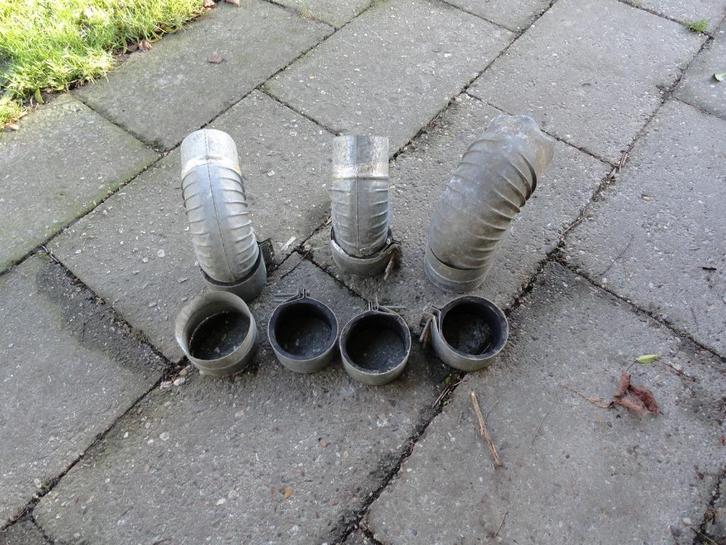 Bocht, gegalvaniseerde elleboog pijp, 4 stuks met koppeling, Doe-het-zelf en Verbouw, Buizen en Afvoer, Gebruikt, Minder dan 2 meter