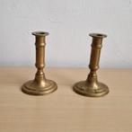 Set van twee vintage / antieke kandelaren messing zware kwal, Ophalen of Verzenden, Zo goed als nieuw, Minder dan 25 cm