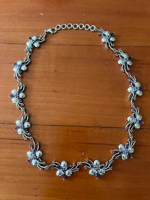 Vintage ‘90s echt zilveren bloemenketting, Sieraden, Tassen en Uiterlijk, Kettingen, Zo goed als nieuw, Zilver, Ophalen of Verzenden