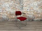 Ahrend Buisframe Sledestoel rood bij TheReSales, Huis en Inrichting, Metaal, Ophalen of Verzenden, Zo goed als nieuw, Vijf, Zes of meer stoelen