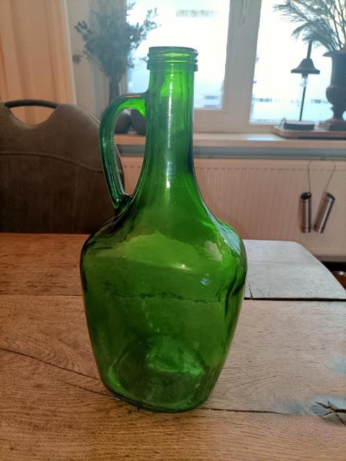 Prachtige groene gist fles vaas, Antiek en Kunst, Antiek | Glas en Kristal, Ophalen of Verzenden