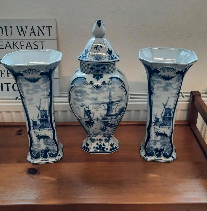 Kaststel delfsblauw 3-delig, Antiek en Kunst, Antiek | Keramiek en Aardewerk, Ophalen